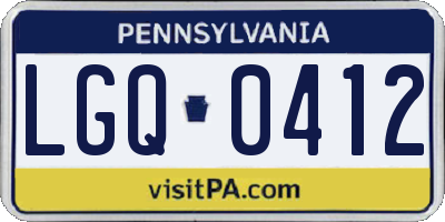 PA license plate LGQ0412