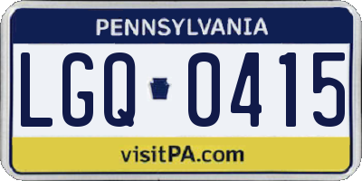 PA license plate LGQ0415