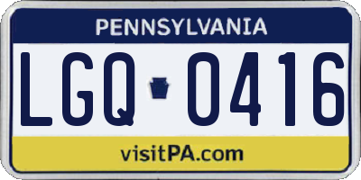 PA license plate LGQ0416