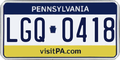 PA license plate LGQ0418