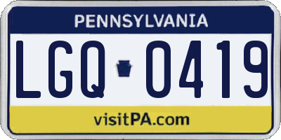 PA license plate LGQ0419