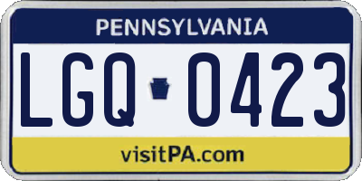 PA license plate LGQ0423