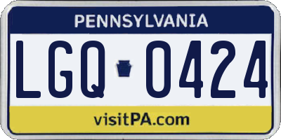 PA license plate LGQ0424