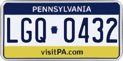 PA license plate LGQ0432
