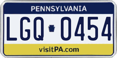 PA license plate LGQ0454