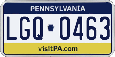 PA license plate LGQ0463
