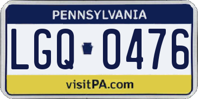 PA license plate LGQ0476