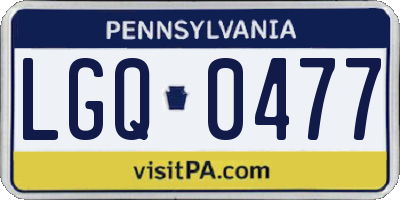 PA license plate LGQ0477