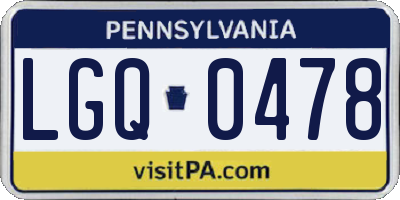 PA license plate LGQ0478