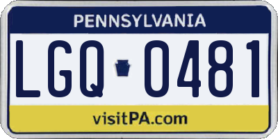 PA license plate LGQ0481