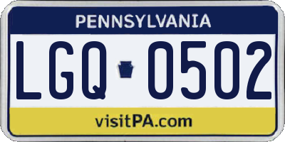 PA license plate LGQ0502