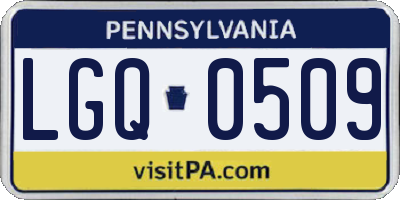 PA license plate LGQ0509
