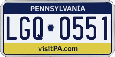 PA license plate LGQ0551