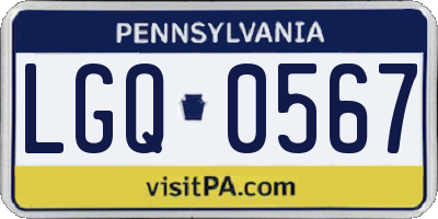 PA license plate LGQ0567