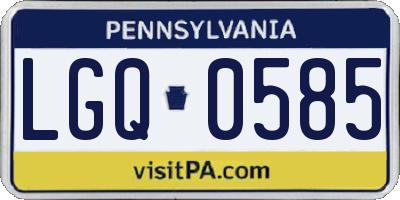 PA license plate LGQ0585