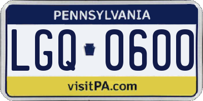 PA license plate LGQ0600