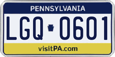 PA license plate LGQ0601