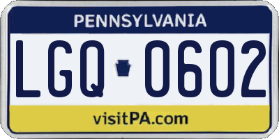 PA license plate LGQ0602