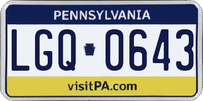 PA license plate LGQ0643