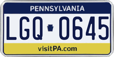 PA license plate LGQ0645