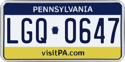 PA license plate LGQ0647
