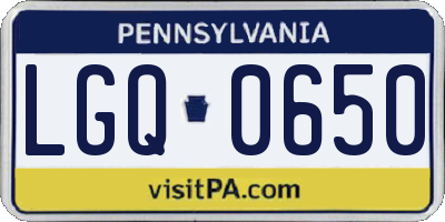 PA license plate LGQ0650