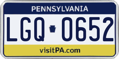 PA license plate LGQ0652