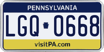 PA license plate LGQ0668