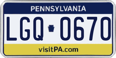 PA license plate LGQ0670