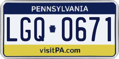 PA license plate LGQ0671