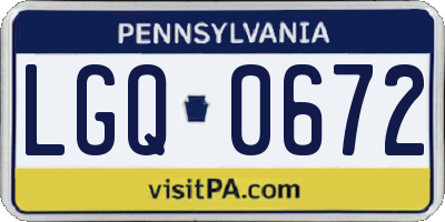 PA license plate LGQ0672
