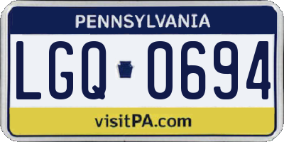 PA license plate LGQ0694