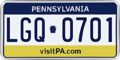 PA license plate LGQ0701