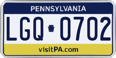 PA license plate LGQ0702