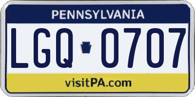 PA license plate LGQ0707