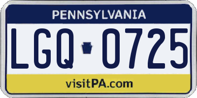 PA license plate LGQ0725