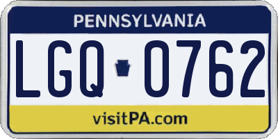 PA license plate LGQ0762