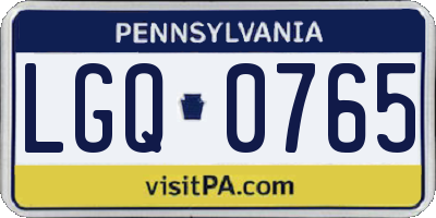 PA license plate LGQ0765