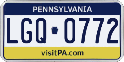 PA license plate LGQ0772