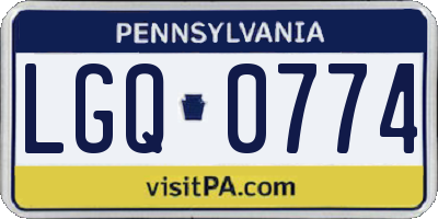 PA license plate LGQ0774