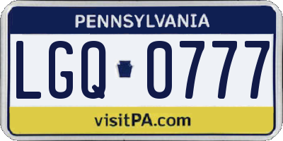 PA license plate LGQ0777