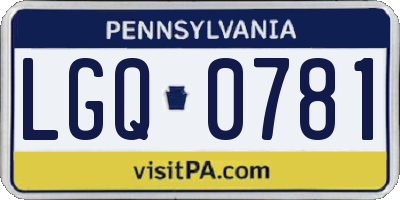 PA license plate LGQ0781