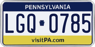 PA license plate LGQ0785