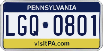 PA license plate LGQ0801