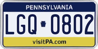 PA license plate LGQ0802