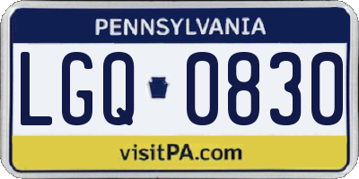 PA license plate LGQ0830