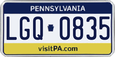 PA license plate LGQ0835