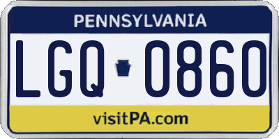 PA license plate LGQ0860