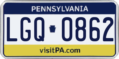 PA license plate LGQ0862