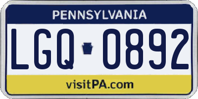 PA license plate LGQ0892